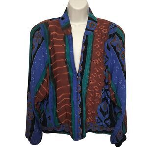 Vintage City Girl by Nancy Bolen Zip Front Jacket Padded Shoulders Sz 8